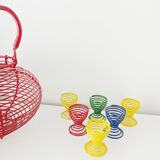 Set of 6 spring, spiral egg cups