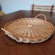 Vintage round rattan/wicker tray