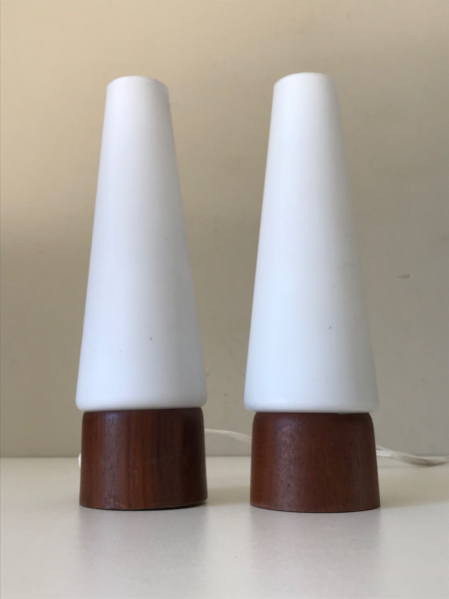 Pair of Philips teak lamps 60s