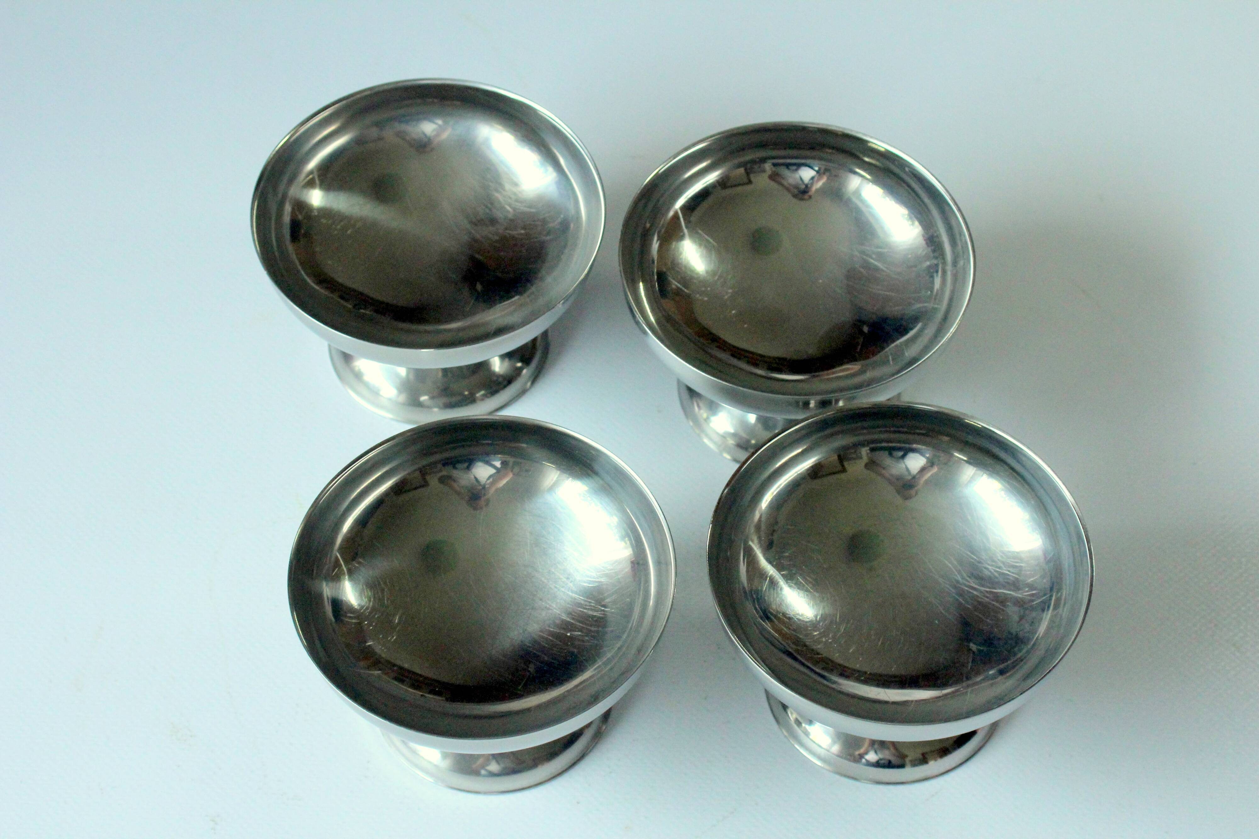 4 coupes à glace WMF/Tischfein - en acier inoxydable - Vintage