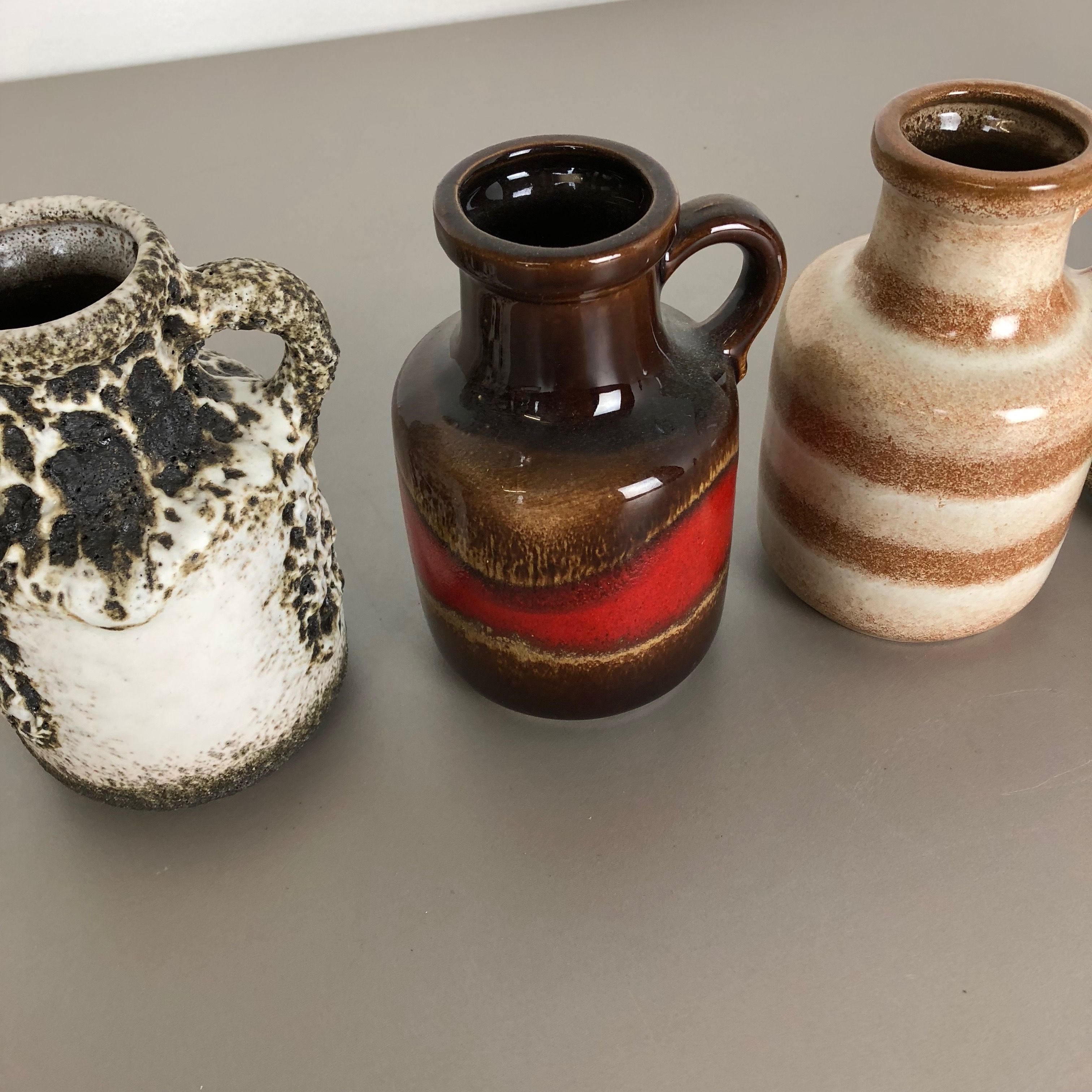 Set of five pottery fat vava "414-16" vases Made by Scheurich, Germany