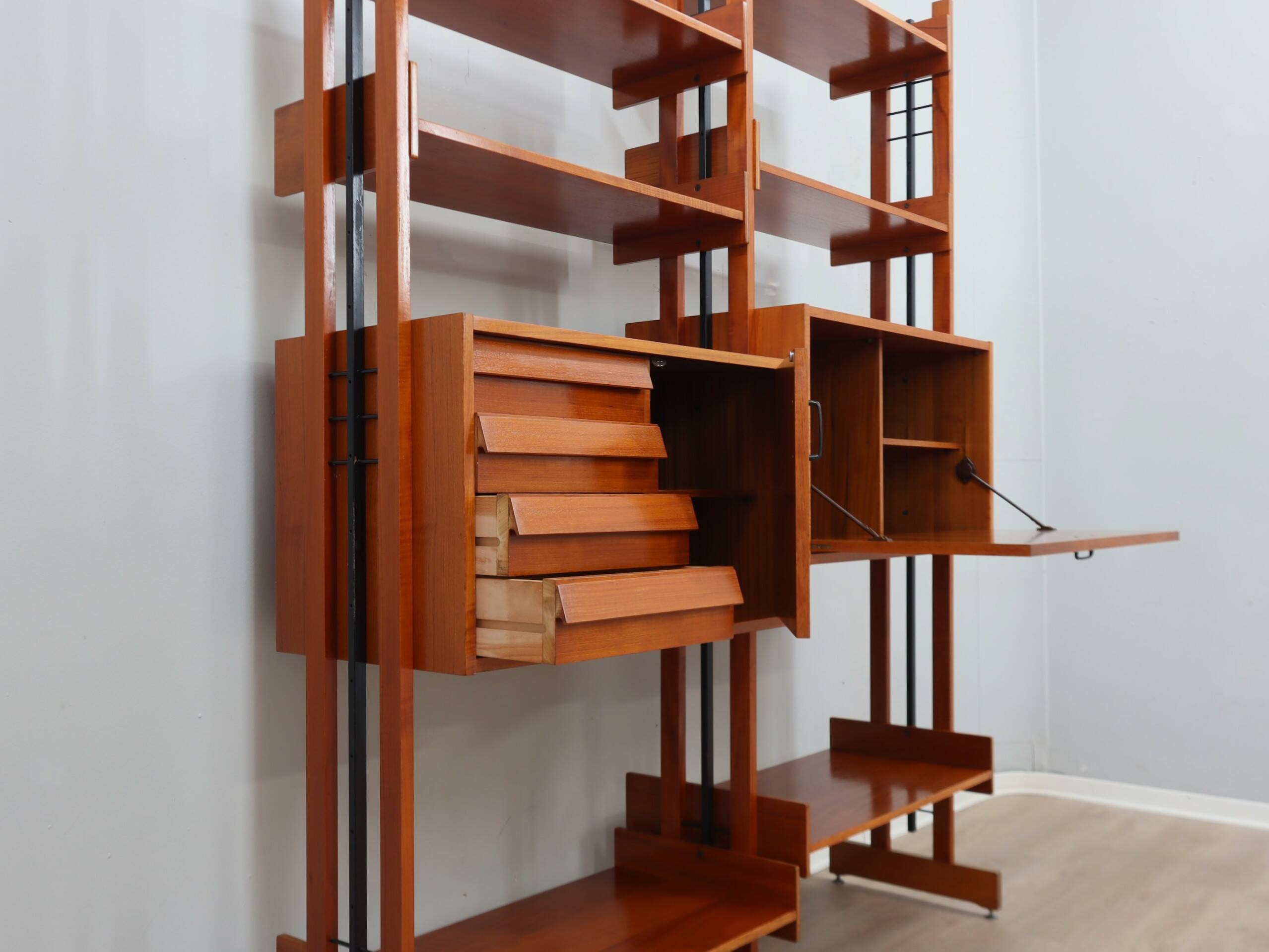 Mid-Century Italian teak bookcase / room divider AV Arredamenti 1960s
