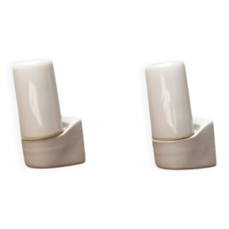 German ceramic wall lights mid-century 6063 by Wilhelm Wagenfeld for Lindner, 1960s, set of 2.