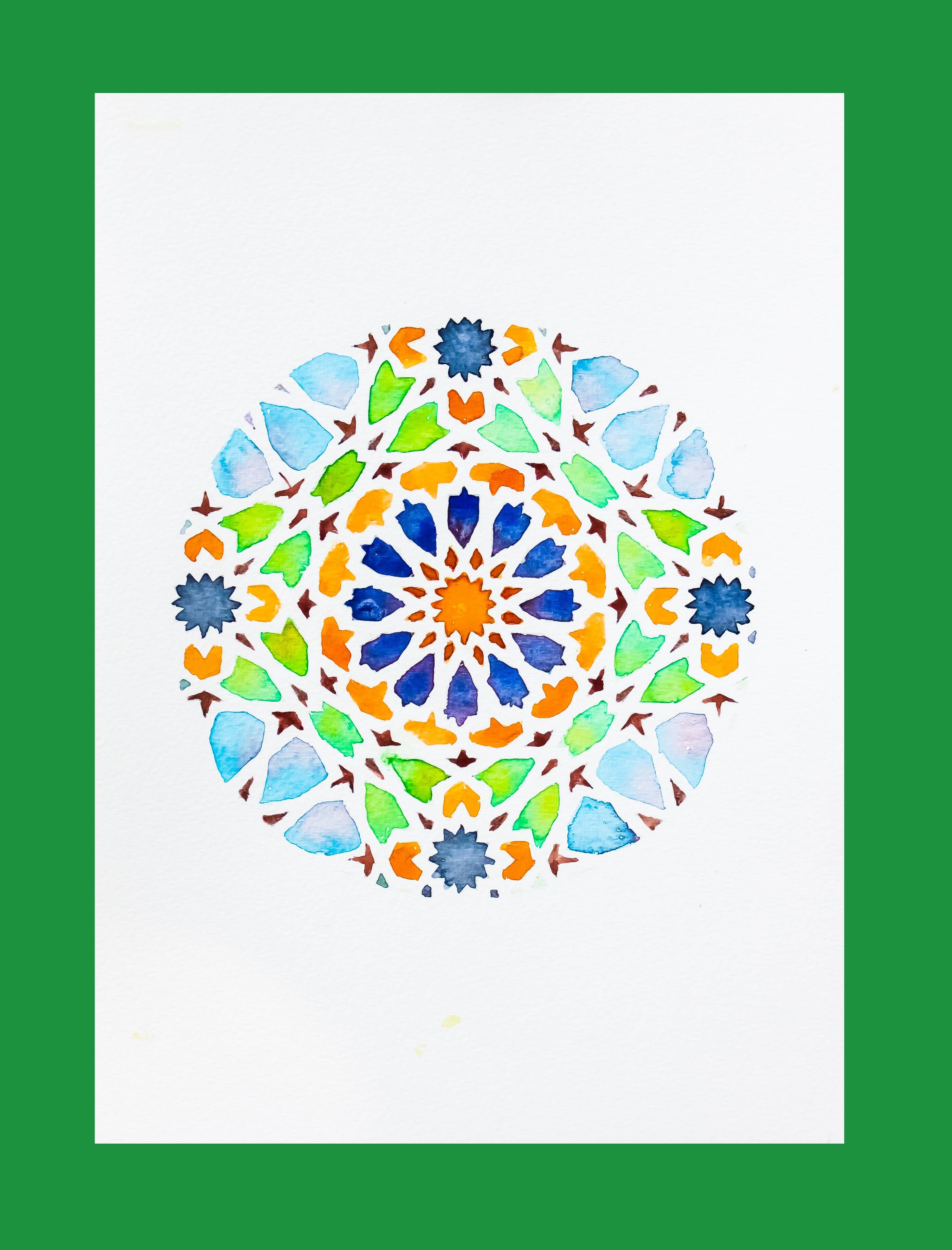 Original acuarela azulejo arabe. Arabic azulejo tile.