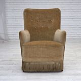 1970s, Danish highback armchair, light green furniture velour.