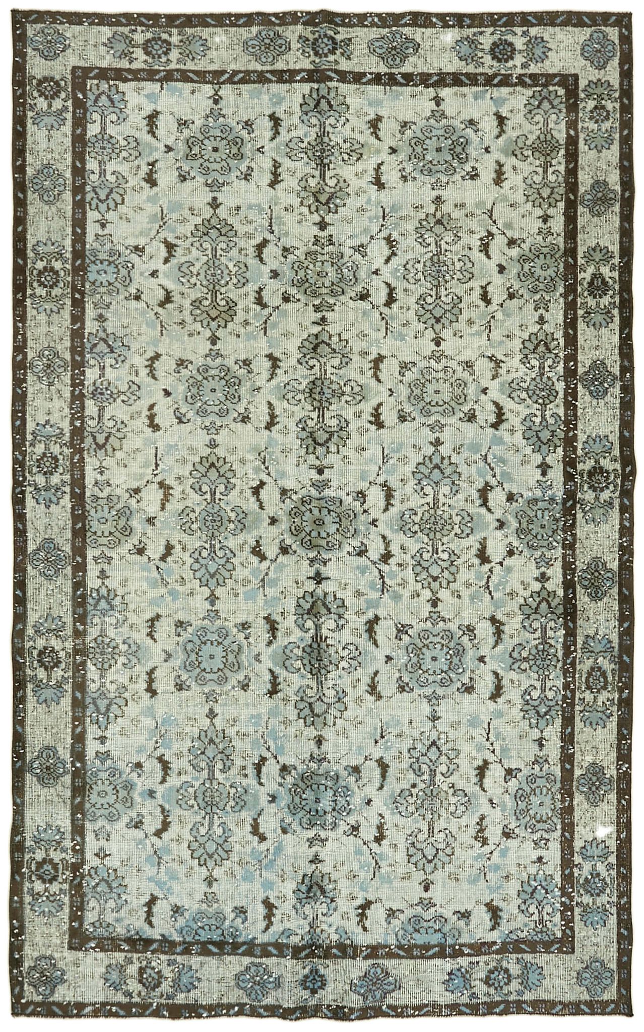 Handmade distressed oriental 1980s 190 cm x 300 cm blue rug
