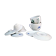 Two tea cups with lids, saucers, filters, porcelain Singer France limoges