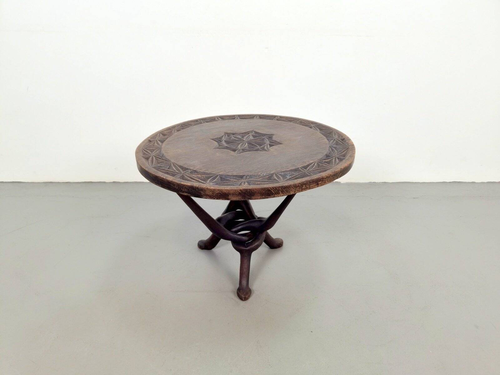 Vintage African Handmade Wooden Folding Table, 1960s
