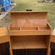 Mid-century brown and black lacquer dressing table set with 2 bedside tables.