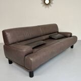 Antique buffalo leather sofa and pouf, de sede n' 18 design, from the 80s