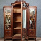 Louis XVI bookcase with mahogany projection circa 1850
