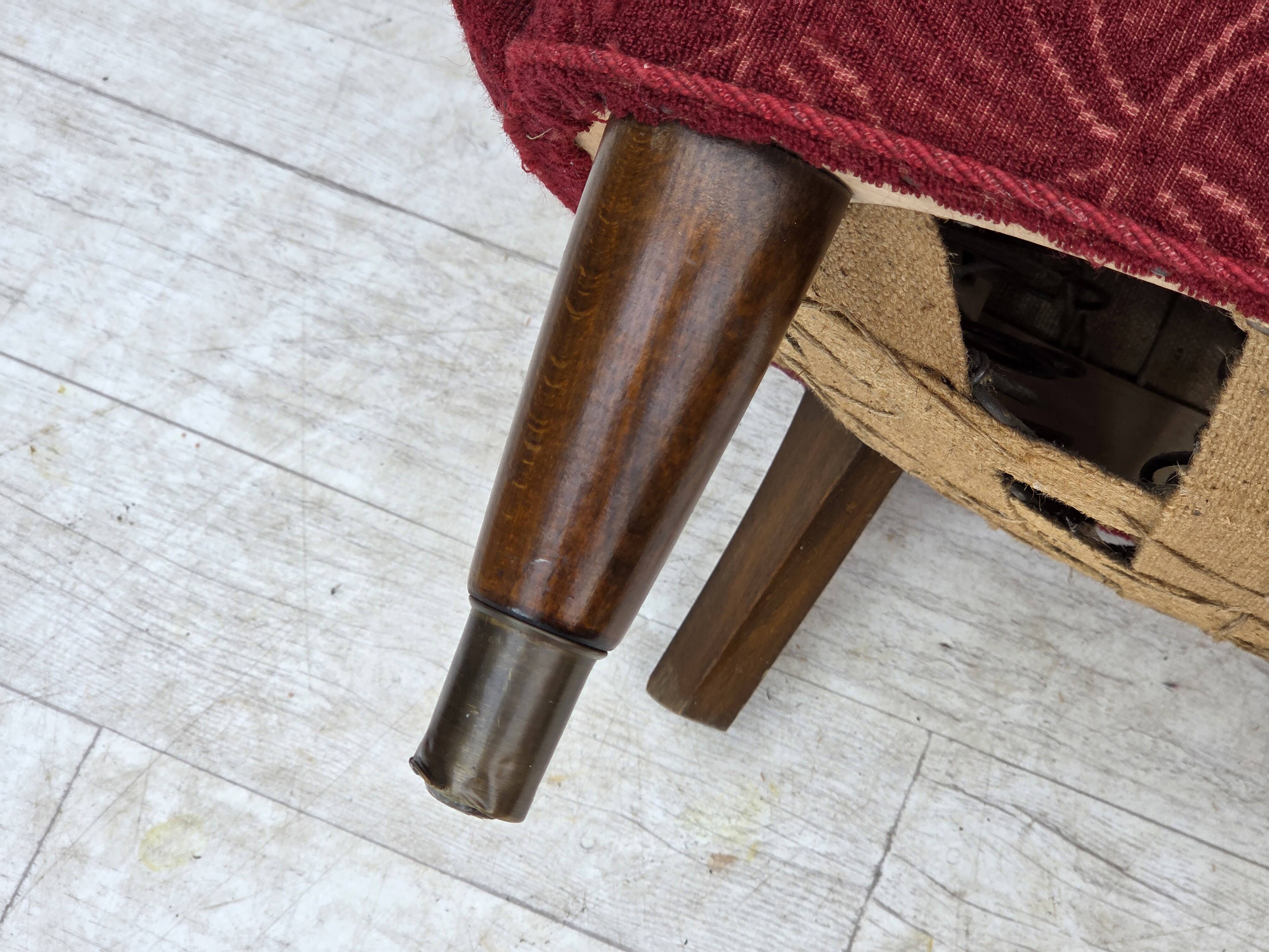 1960s, Danish armchair, original red furniture fabric.