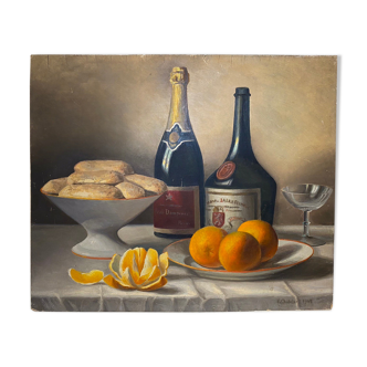 Old painting, still life dated 1948, signed E Chabrier