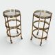 Pair of Art Deco Round Rolling Tables with Removable Tops, Maison Jans