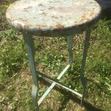 Patinated metal industrial stool