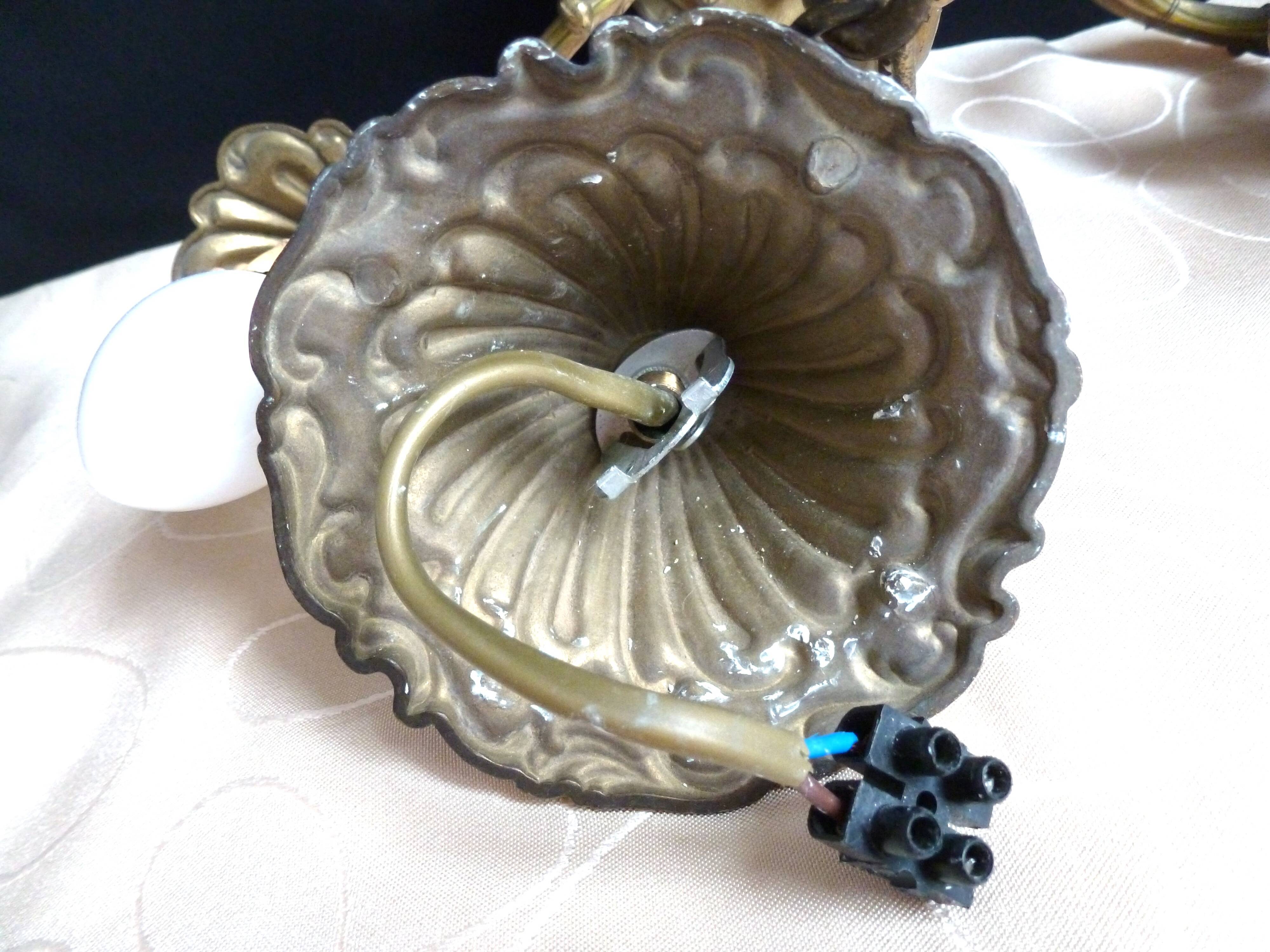 Bronze chandelier, 3-arm bronze pendant light, living room light.