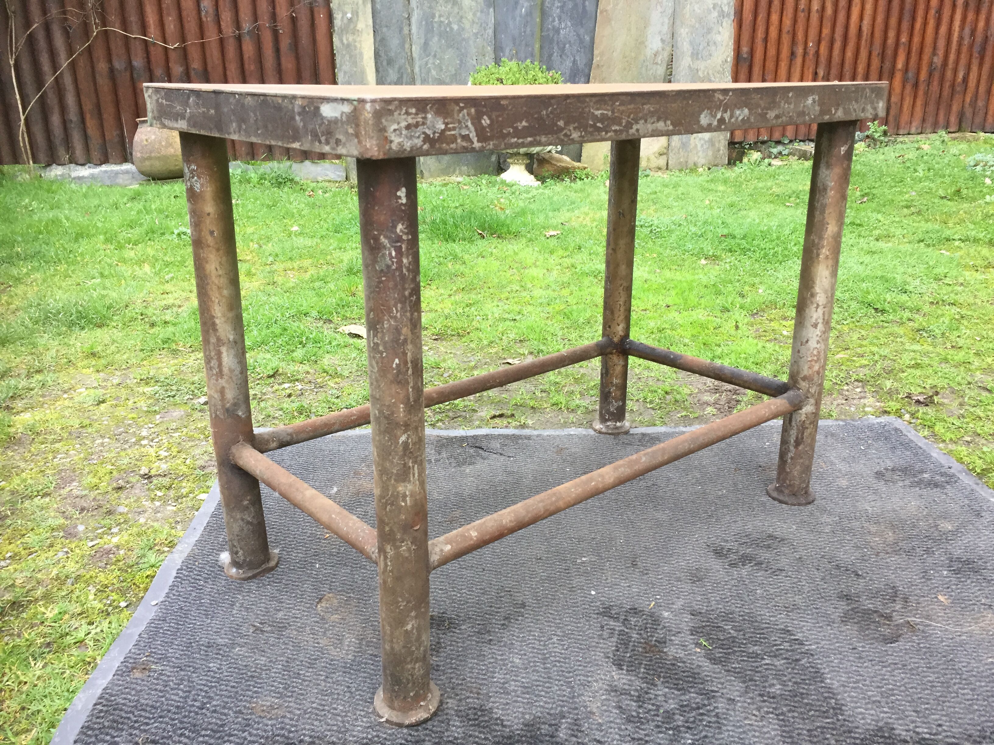 Vintage metal table from an industrial workshop for a makeover