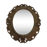 Miroir ovale baroque doré, années 60-70