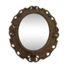 Golden baroque oval mirror, 60s-70s