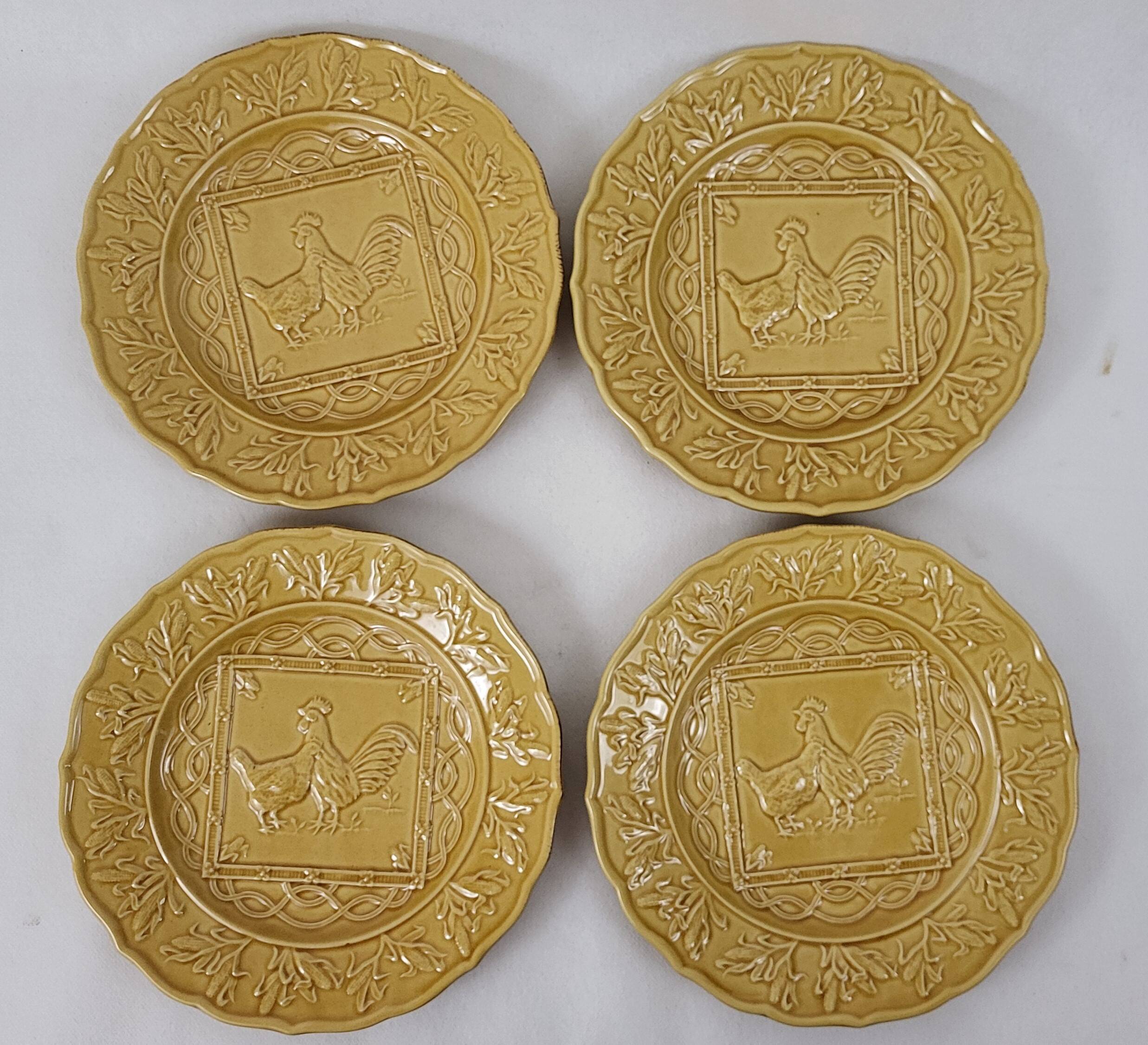 4 Bordallo majolica dinner plates