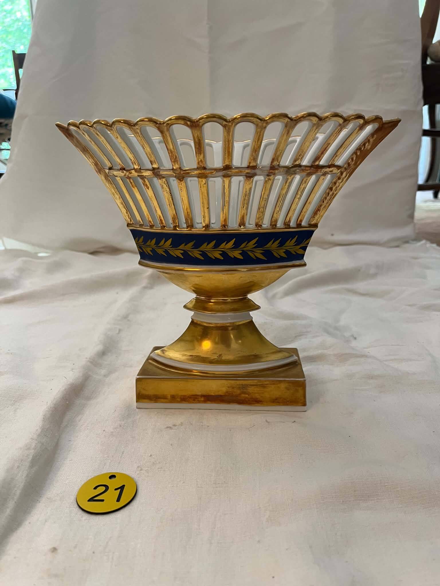 Antique Empire-style porcelain basket