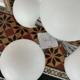 1970s floor lamp. 5 opal glass shades, chrome base.