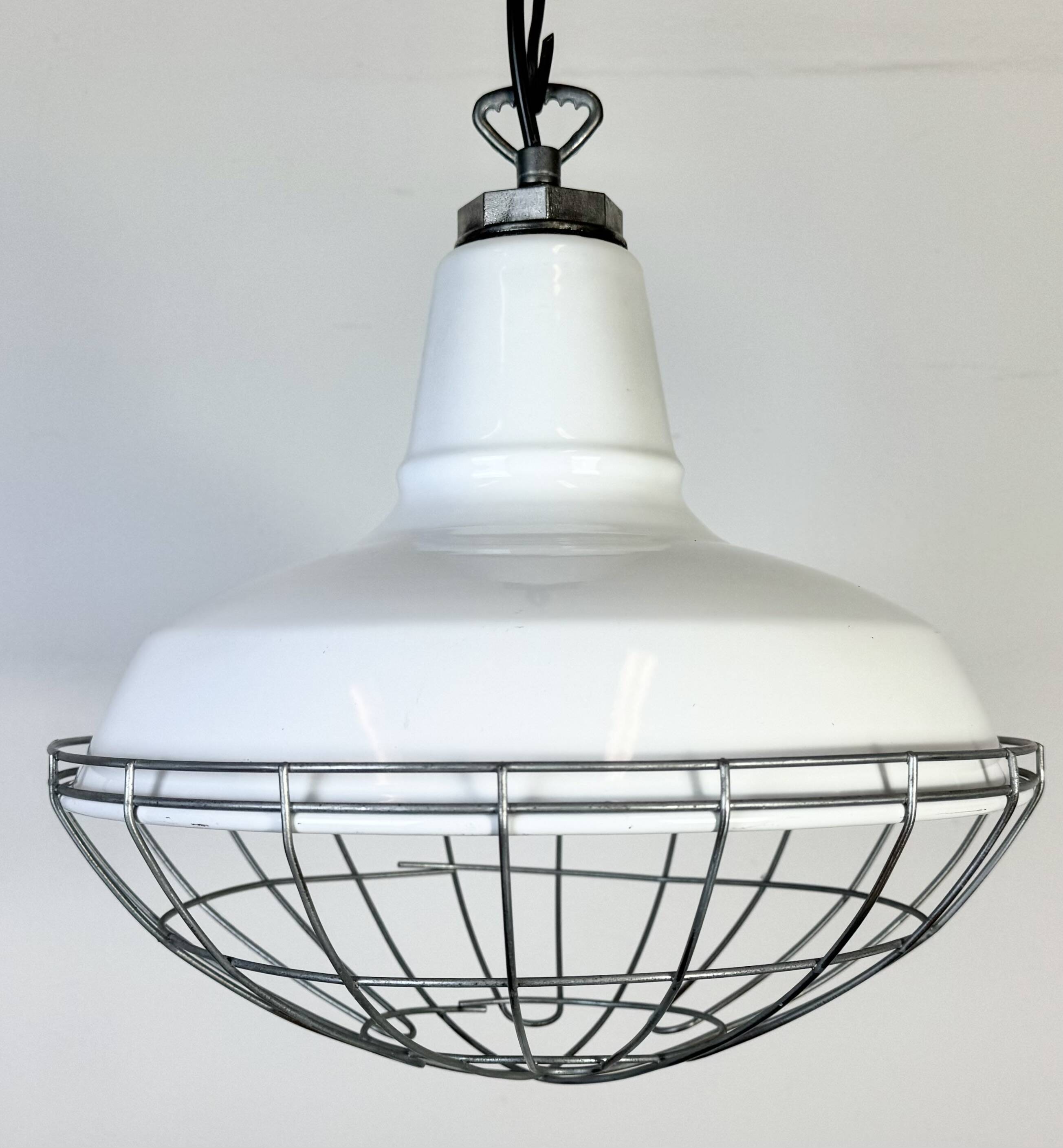 Industrial White Enamel Factory Pendant Lamp from Benjamin USA, 1960s