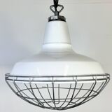 Industrial White Enamel Factory Pendant Lamp from Benjamin USA, 1960s