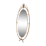 Oval mirror in art deco brass, Italy 1940s.