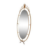 Miroir ovale en laiton art déco, Italie années 1940.