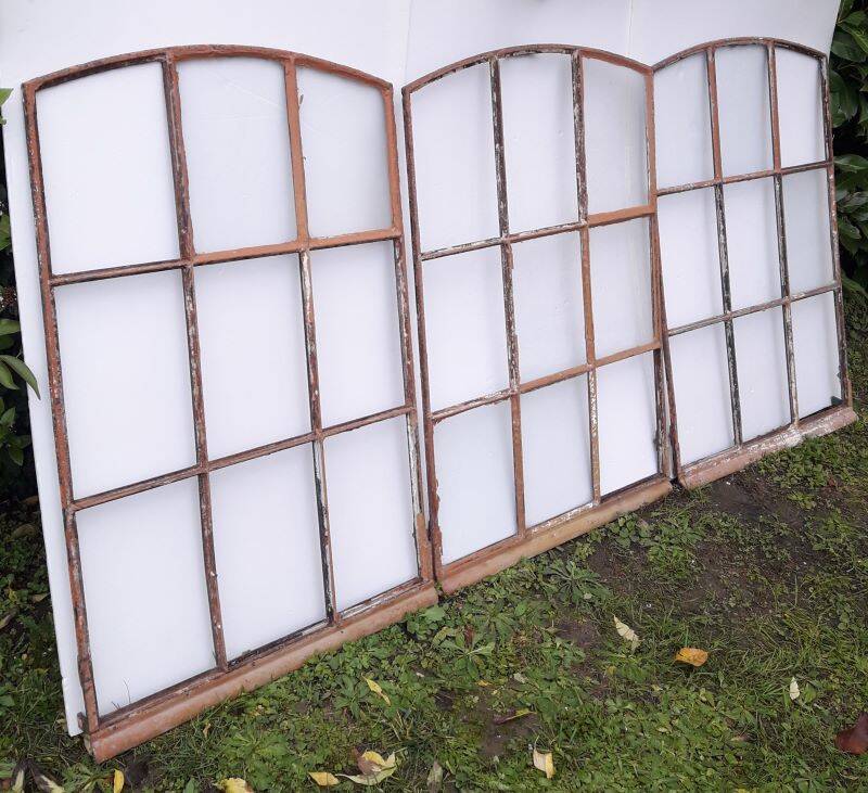 Industrial arched metal windows L73xH110 19th century glass roof