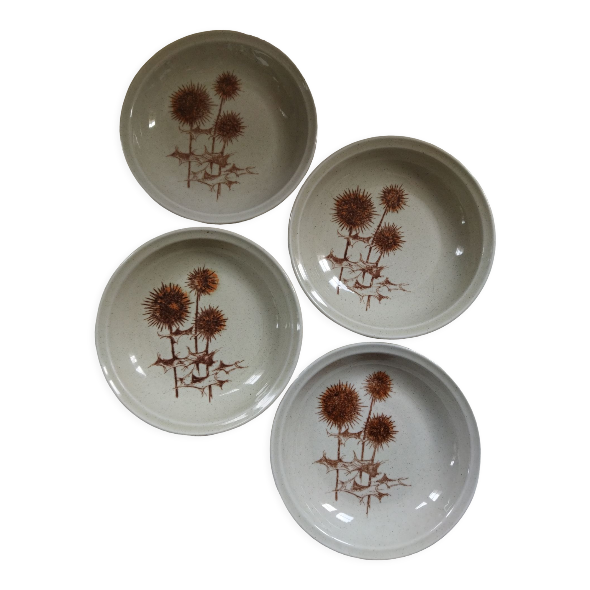 4 assiettes creuses Sarreguemines "Chardons"