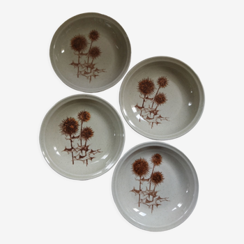 4 hollow plates Sarreguemines "Thistles"