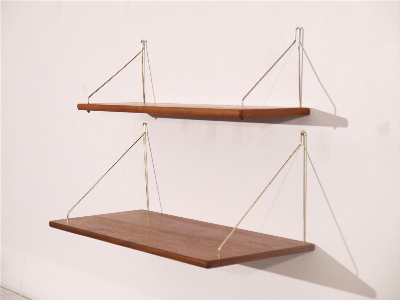 Pair of vintage Danish teak shelves 1960