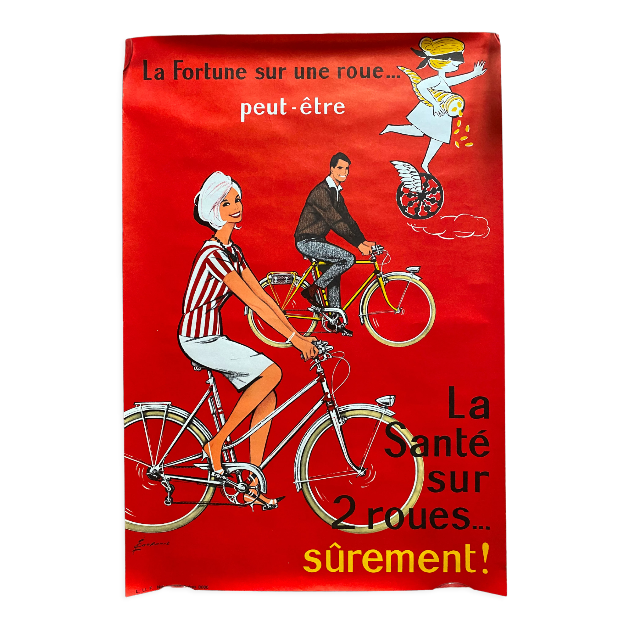 Original poster "Health on 2 wheels" Bike, Bicycle 40x60cm 60's