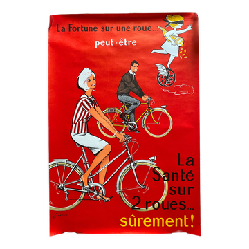 Original poster "Health on 2 wheels" Bike, Bicycle 40x60cm 60's