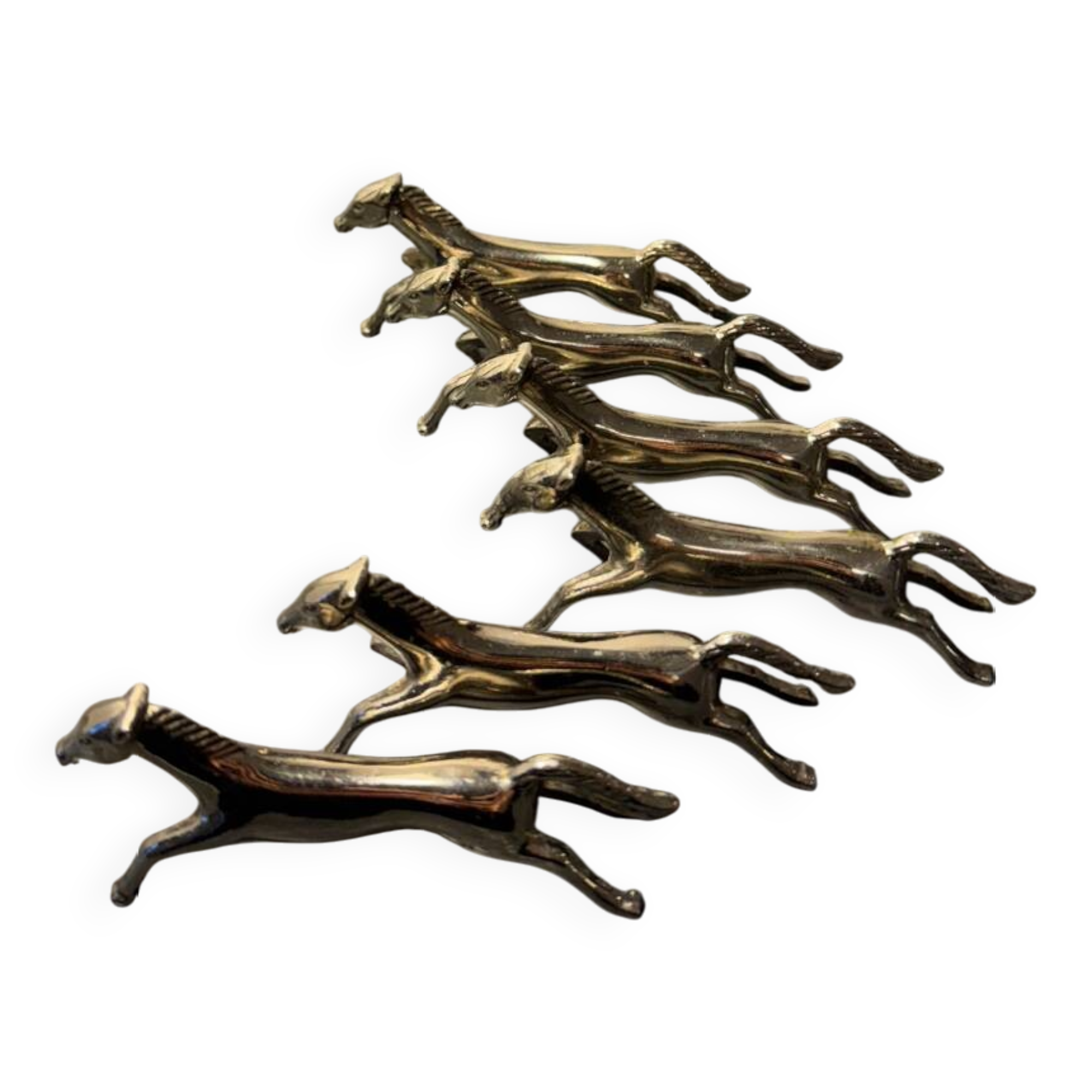 Set of 6 horse knife holders