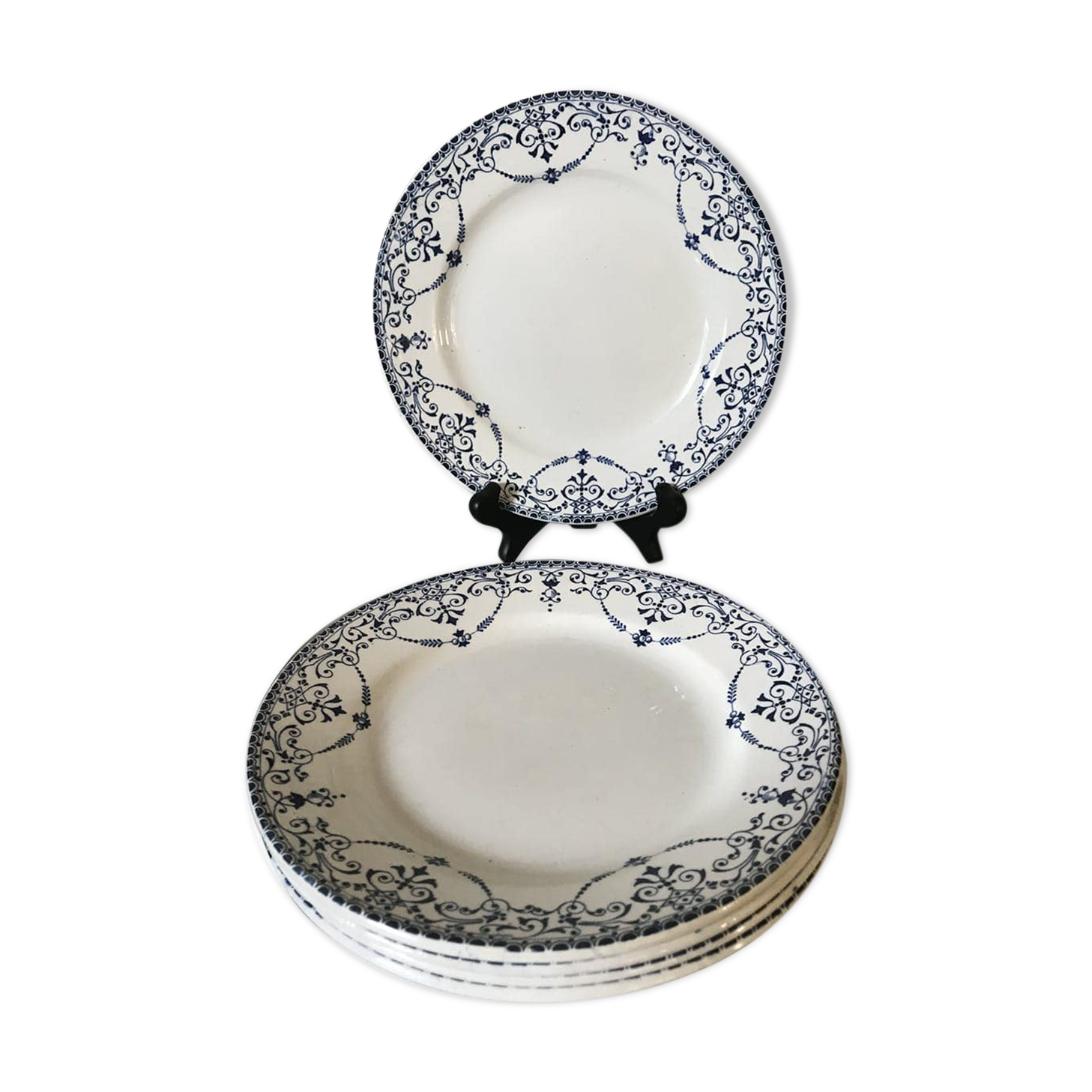 Lot of five flat plates Terre de fer