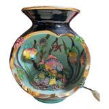 Vintage Vallauris aquarium fish table lamp