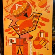 Abstract painting by Franco Balleri 1977 oil on canvas 80x60