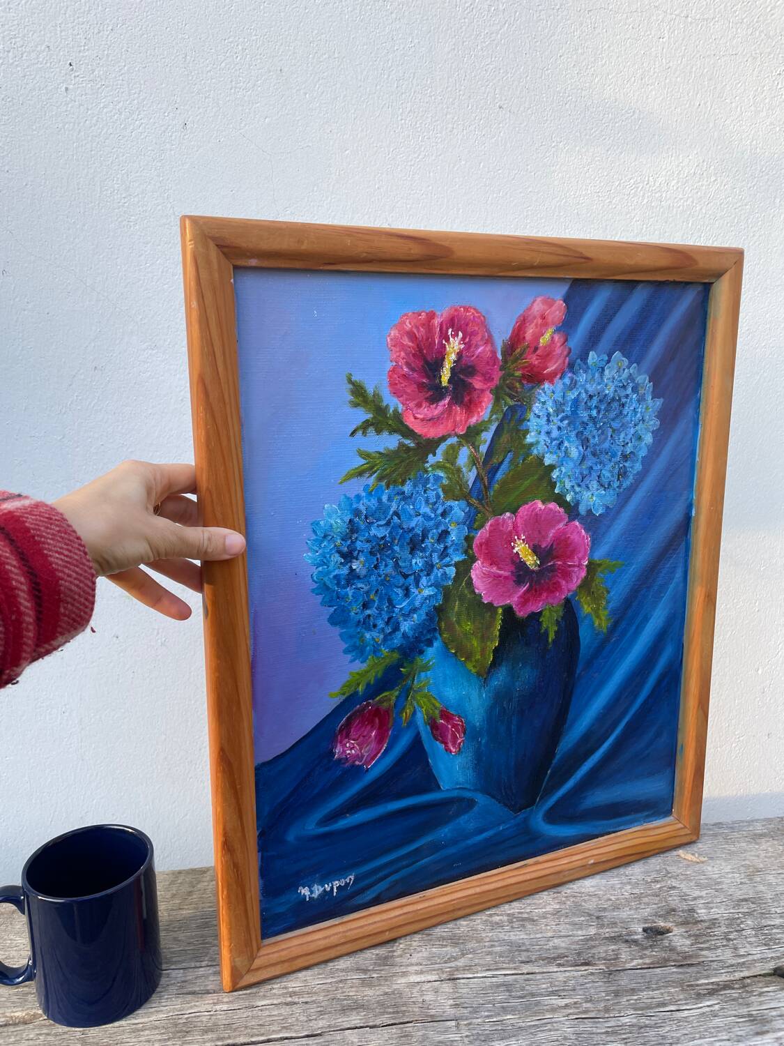 Tableau peinture bouquet de fleurs huile sur toile 