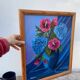 Tableau peinture bouquet de fleurs huile sur toile 