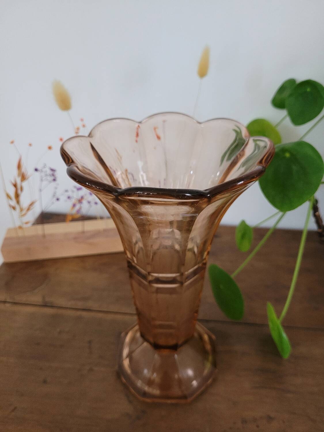 Large pink art deco vase