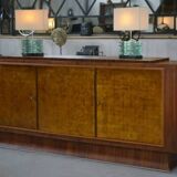 Art Deco rosewood sideboard with gilt door, attributed to Maison Dominique, 1940s