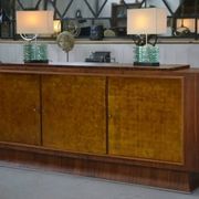 Art Deco rosewood sideboard with gilt door, attributed to Maison Dominique, 1940s