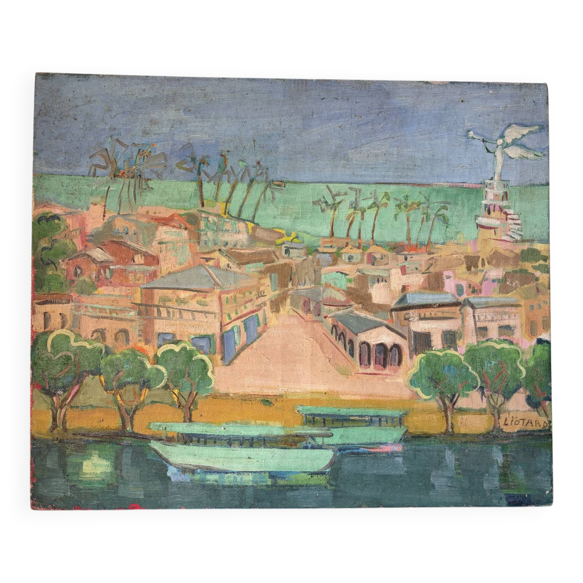 Port of Africa, oil on canvas signed Liotard