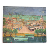 Port of Africa, oil on canvas signed Liotard