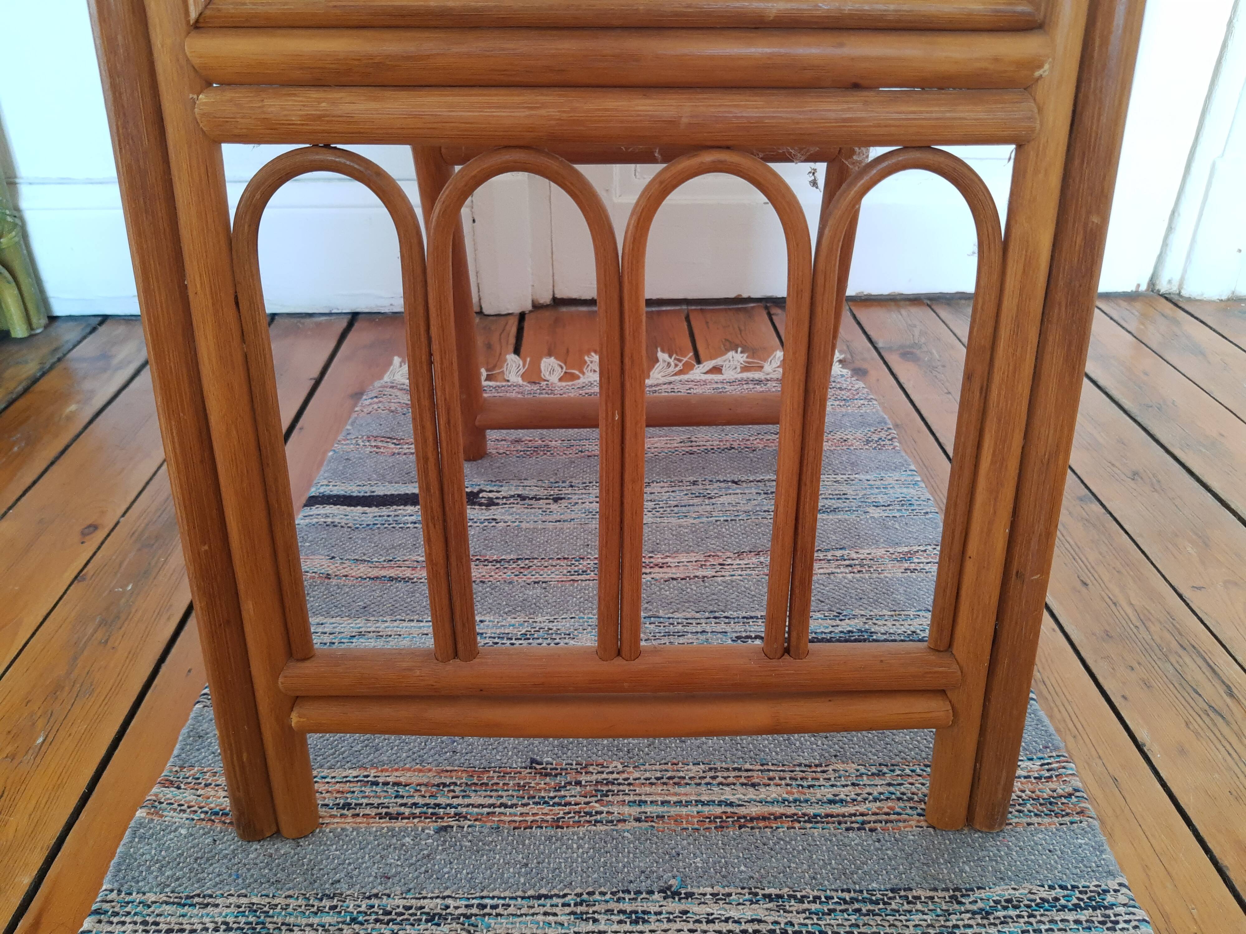 Vintage bamboo psyche mirror 38x150cm