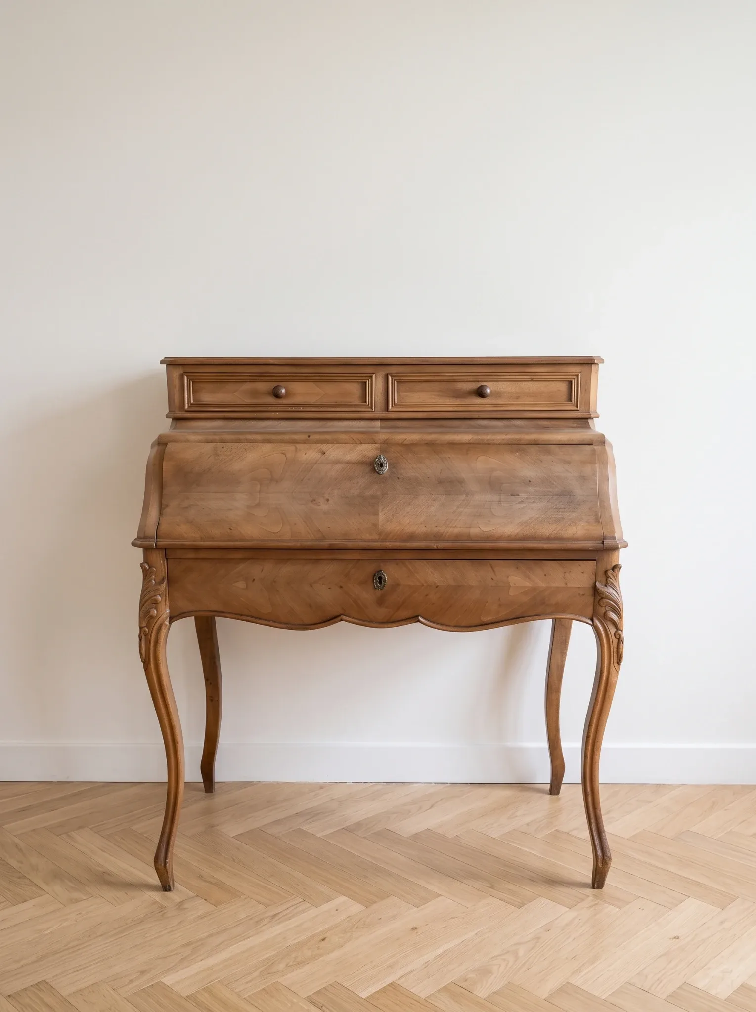 Antique solid wood secretary in Louis XV style