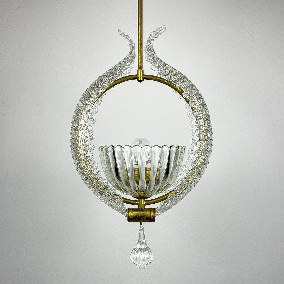 Murano chandelier by Ercole Barovier for Barovier & Toso, 1930s